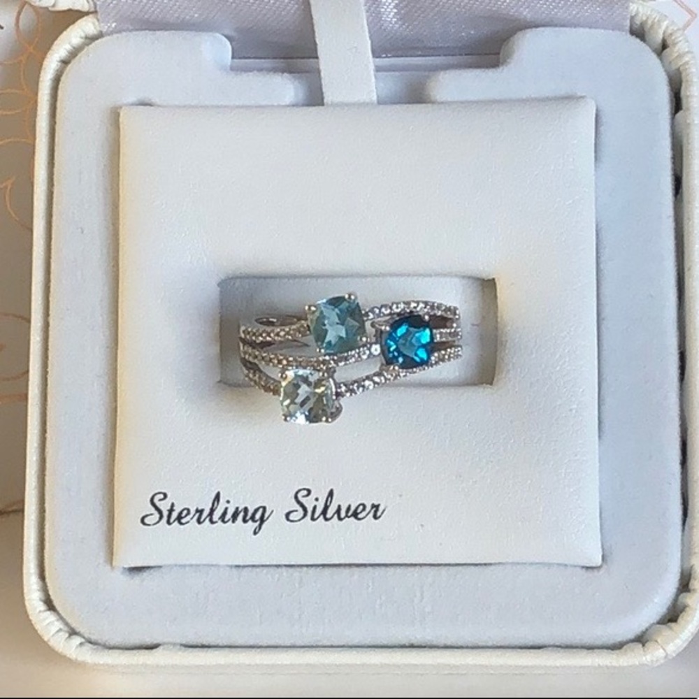 Sterling Silver MultiBlue Topaz & LC Sapphires🎁